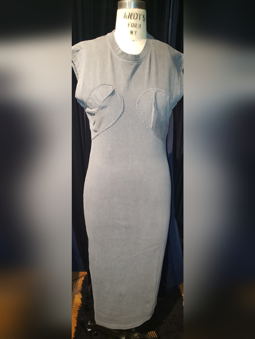 BNWT Marc Jacobs Acid Wash Steel Gray Maxi Fitted Tank Dress M